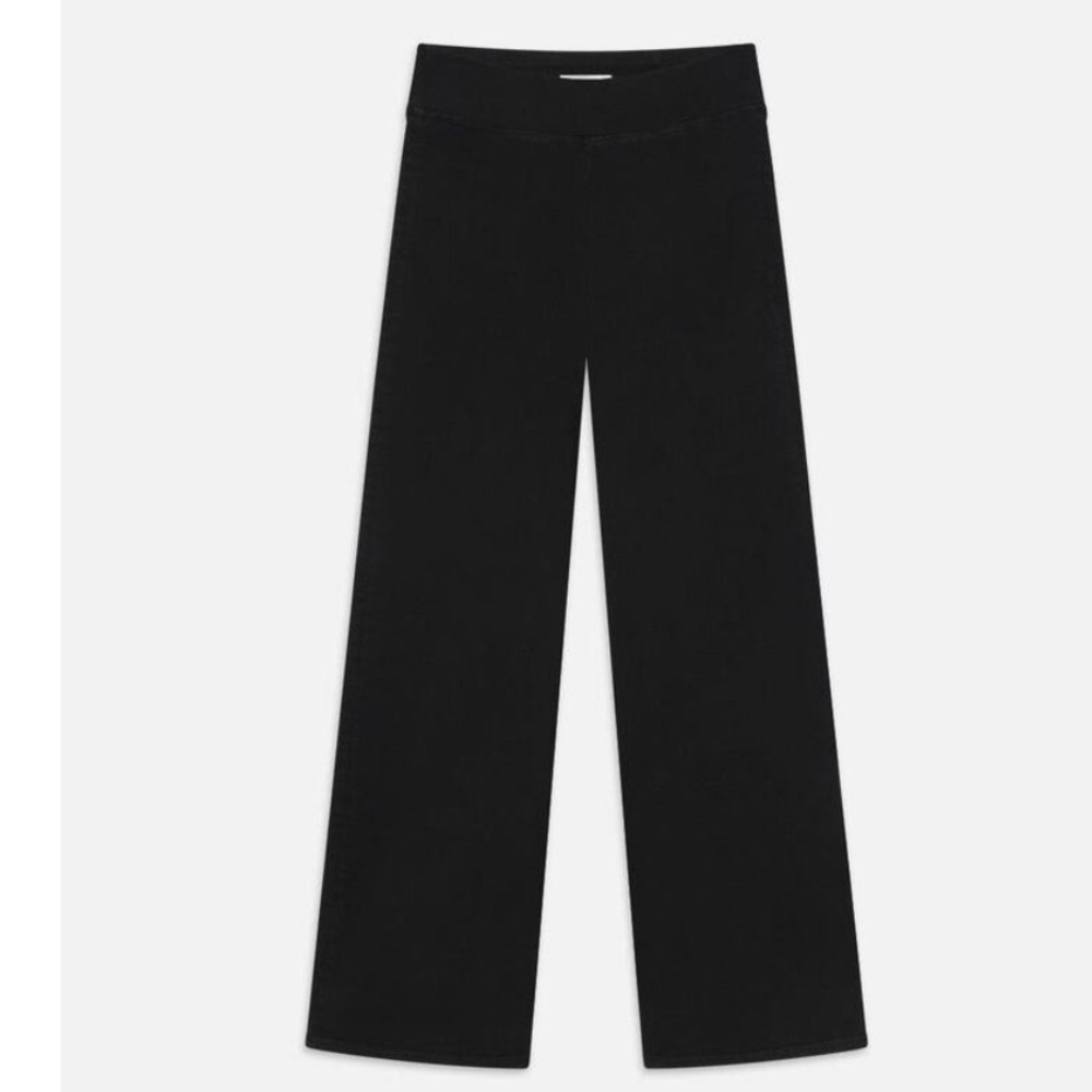 FRAME Jetset High Rise Palazzo Jeans Black Wide Leg Pull-On Denim Size 28 - Picture 10 of 11